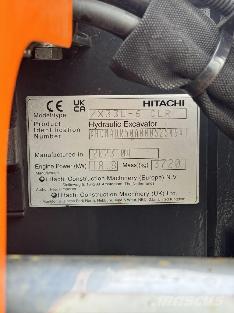 Hitachi ZX 33 U-6 小型挖土機/掘鑿機<7t(小型挖掘機)