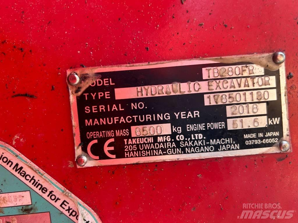 Takeuchi TB280FR 中型挖土機/掘鑿機/挖掘機 7t-12t