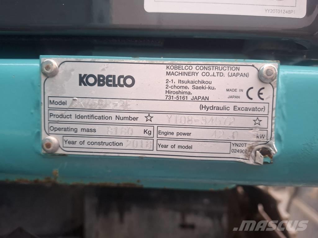 Kobelco SK 75 SR-3E 中型挖土機/掘鑿機/挖掘機 7t-12t