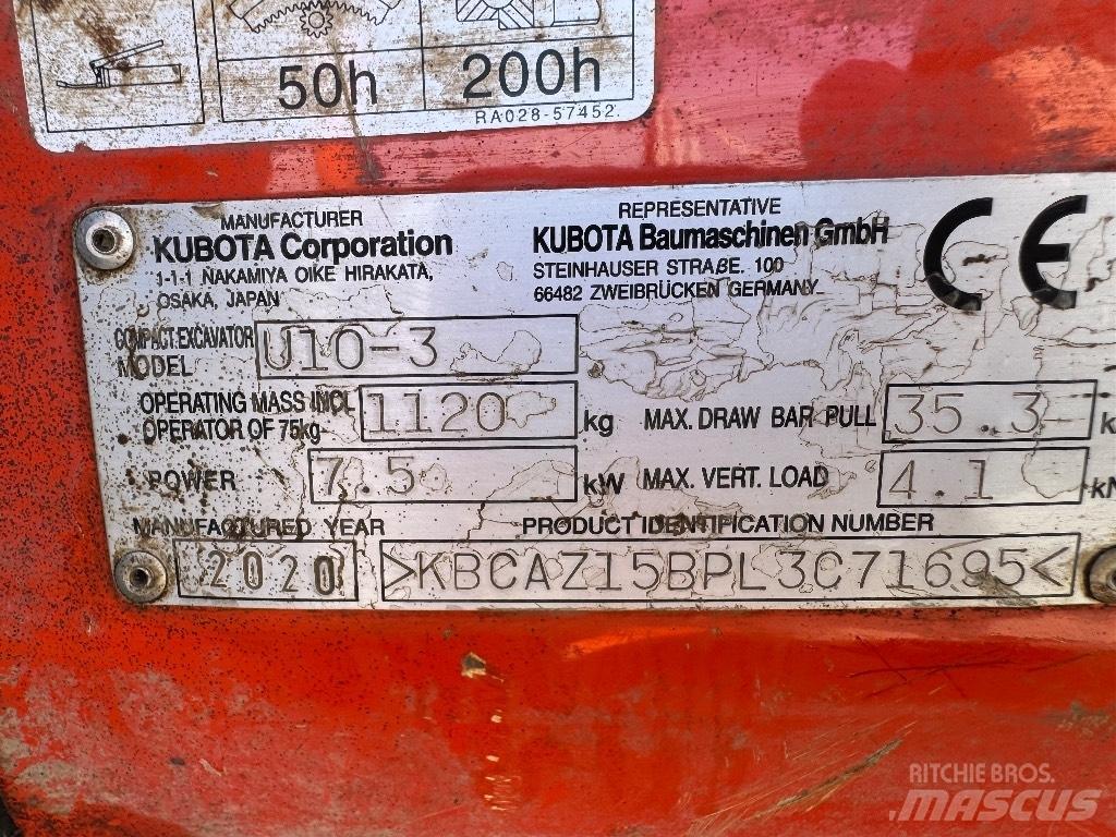 Kubota U 10-3 小型挖土機/掘鑿機<7t(小型挖掘機)