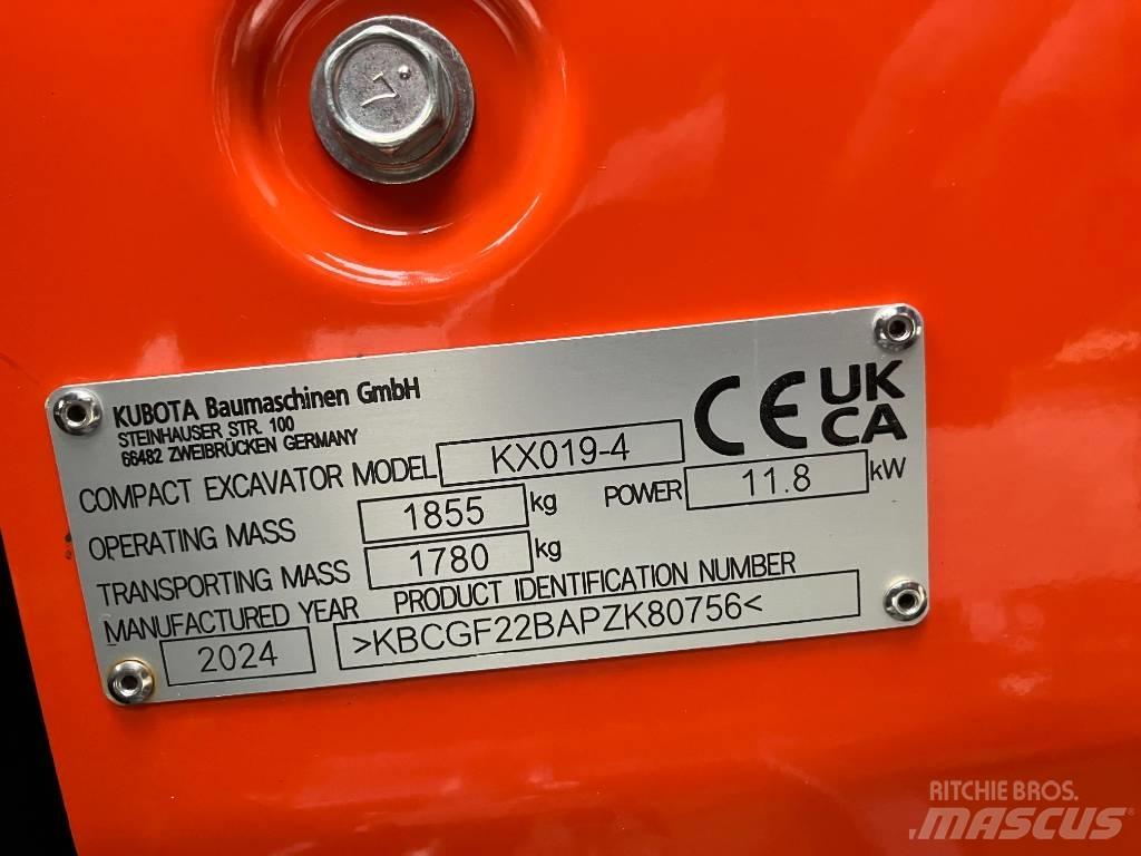Kubota KX 019-4 小型挖土機/掘鑿機<7t(小型挖掘機)