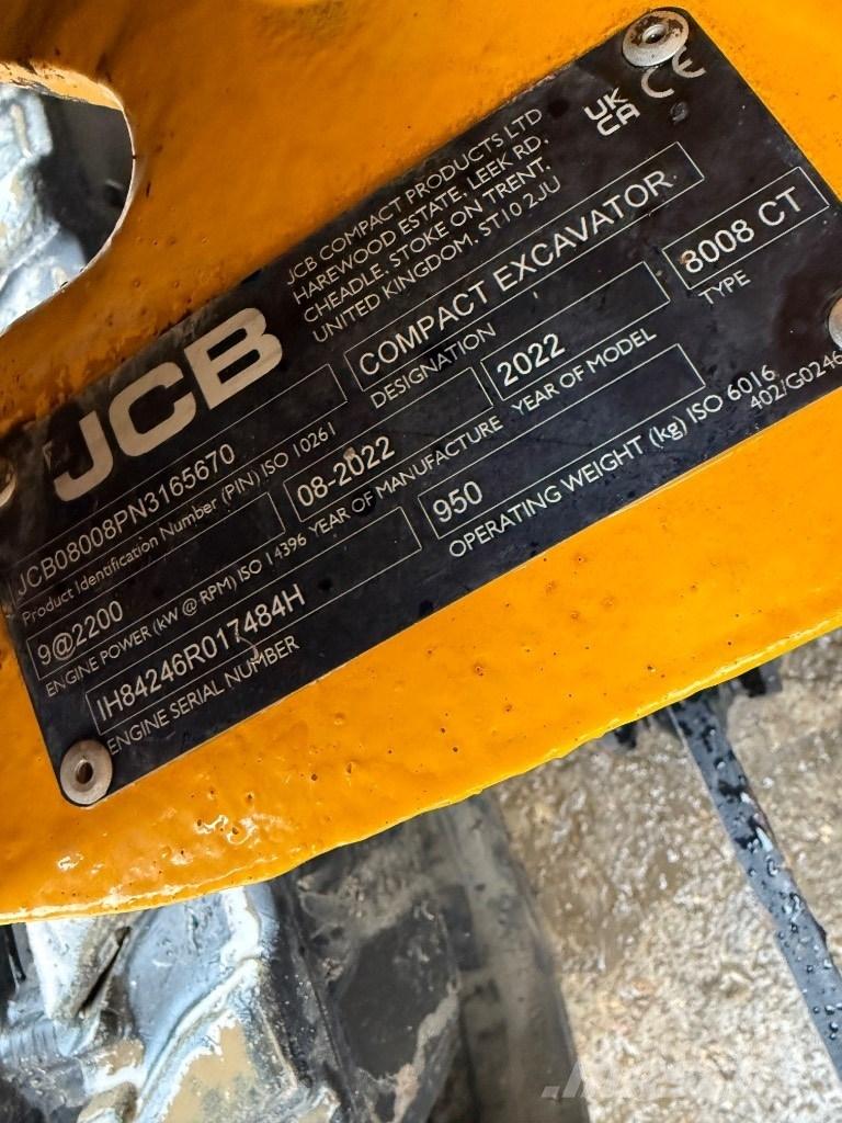 JCB 8008 CTS 小型挖土機/掘鑿機<7t(小型挖掘機)
