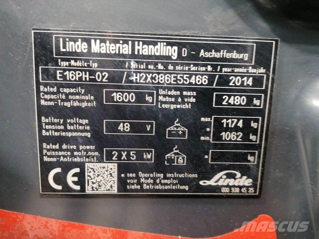 Linde E16PH-02 電動堆高機