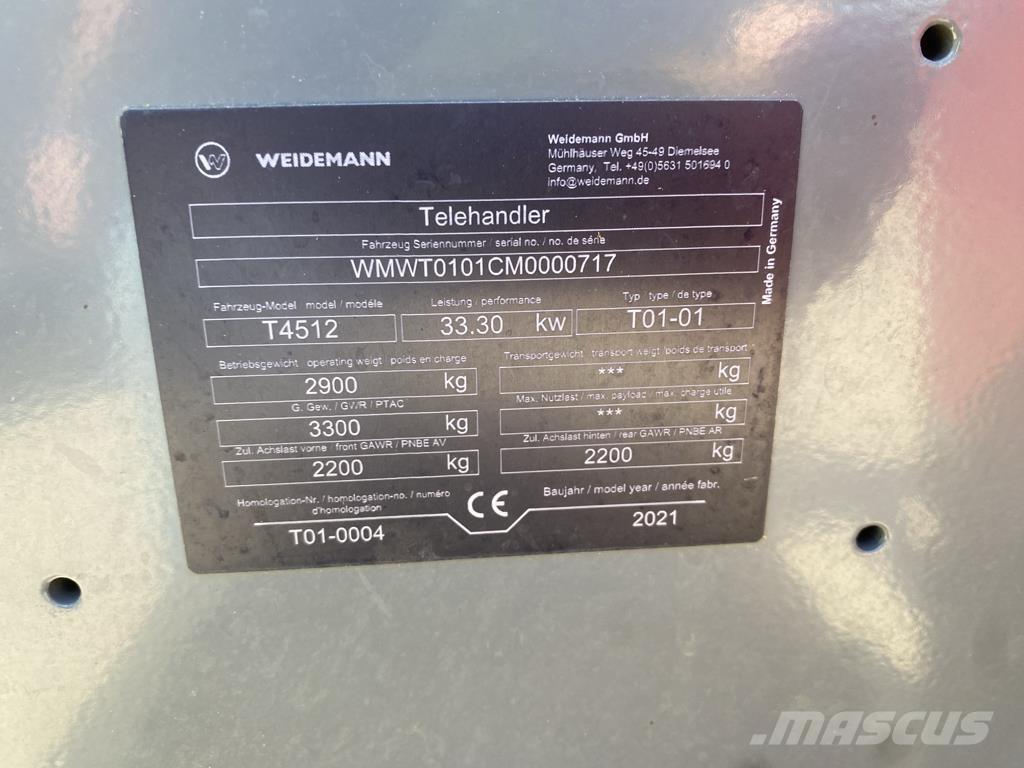 Weidemann T 4512 農業用伸縮臂裝載機