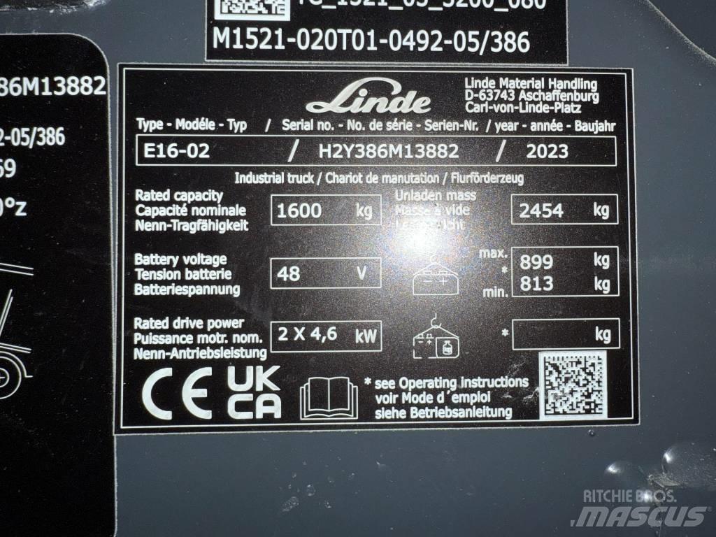 Linde E16/386-02 電動堆高機