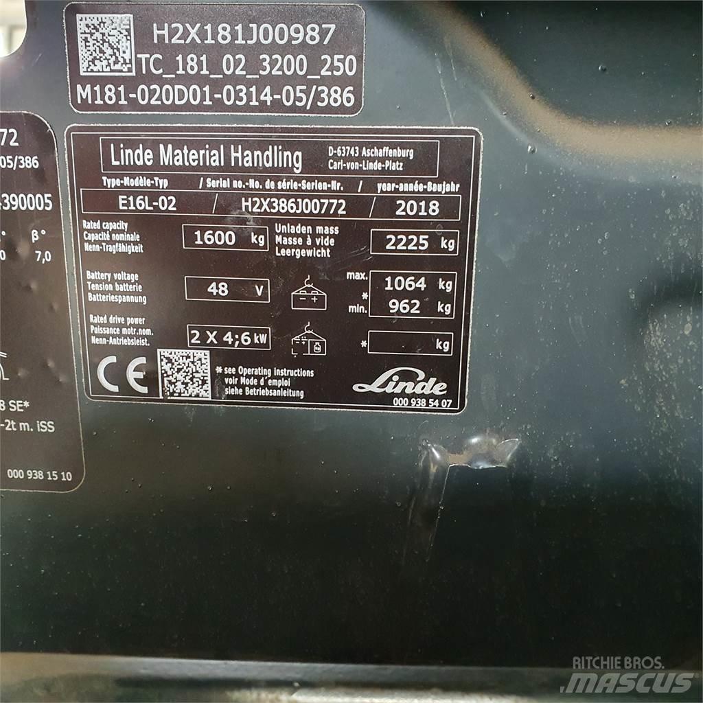 Linde E16L 電動堆高機