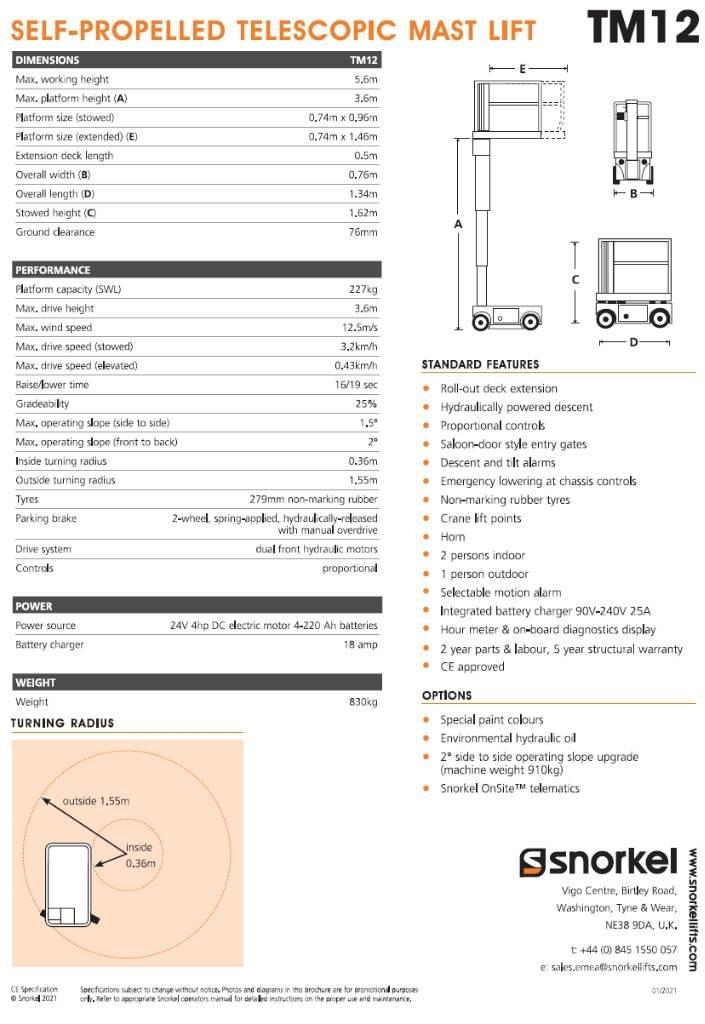 Snorkel TM 12 垂直升降工作台
