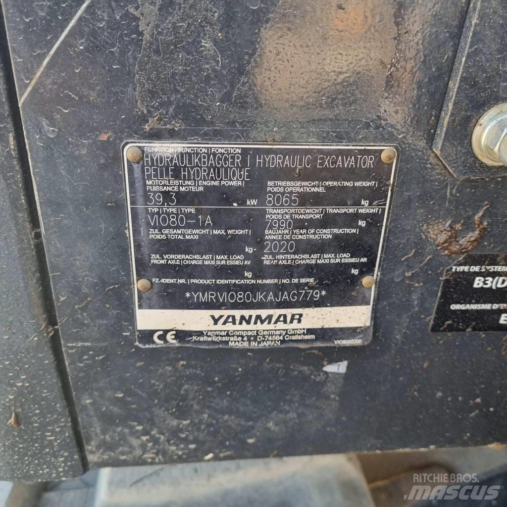 Yanmar Vio 80-1A 中型挖土機/掘鑿機/挖掘機 7t-12t