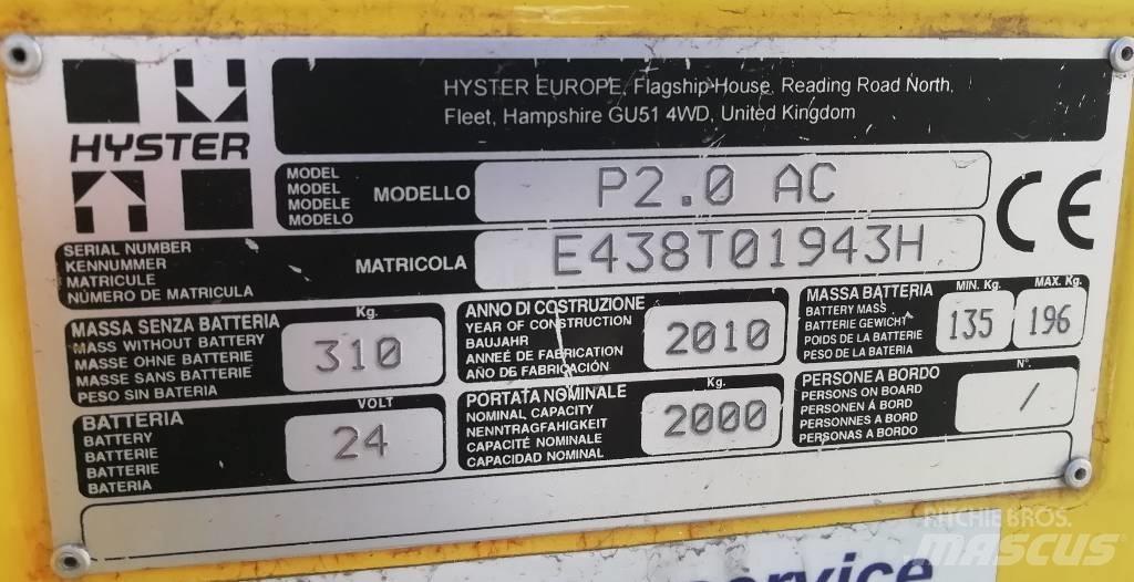 Hyster P2.0 低架升降機