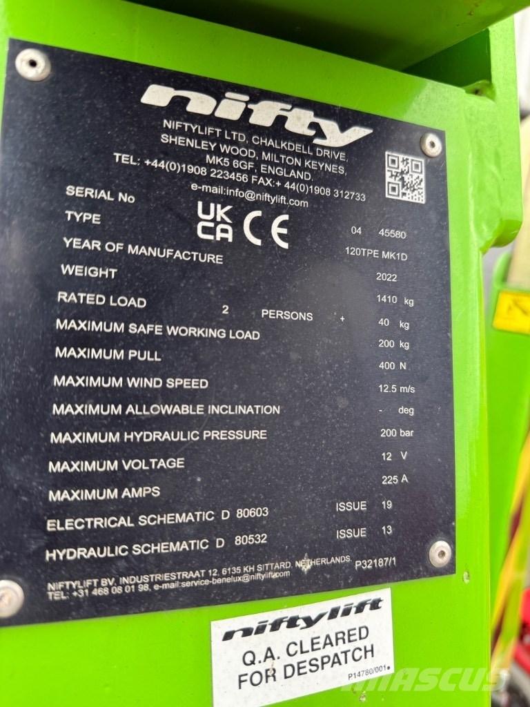 Niftylift 120TPE 拖車裝載高空作業平台