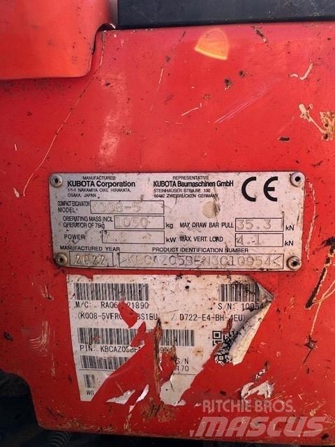 Kubota K 008-5 小型挖土機/掘鑿機<7t(小型挖掘機)