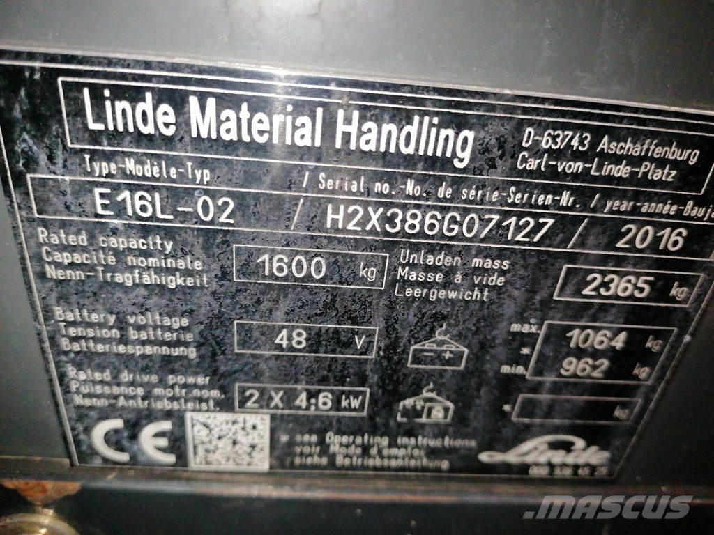Linde E16L-02 電動堆高機