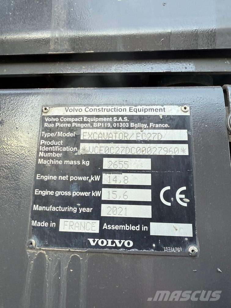 Volvo EC 27 D 小型挖土機/掘鑿機<7t(小型挖掘機)