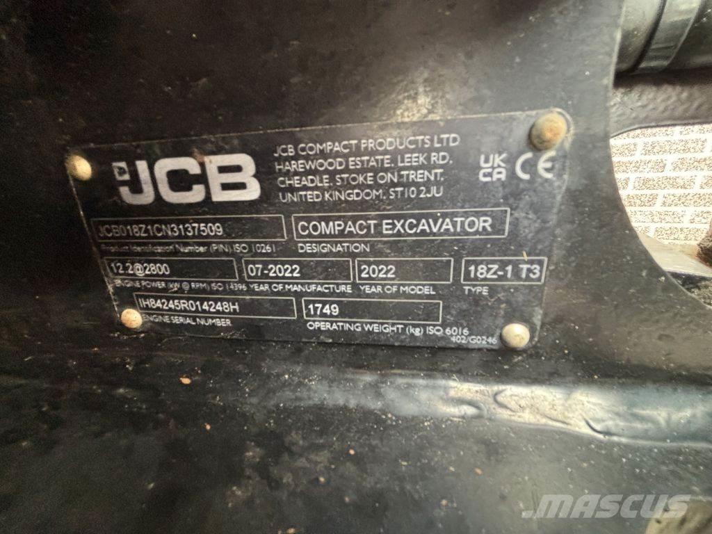 JCB 18Z 小型挖土機/掘鑿機<7t(小型挖掘機)