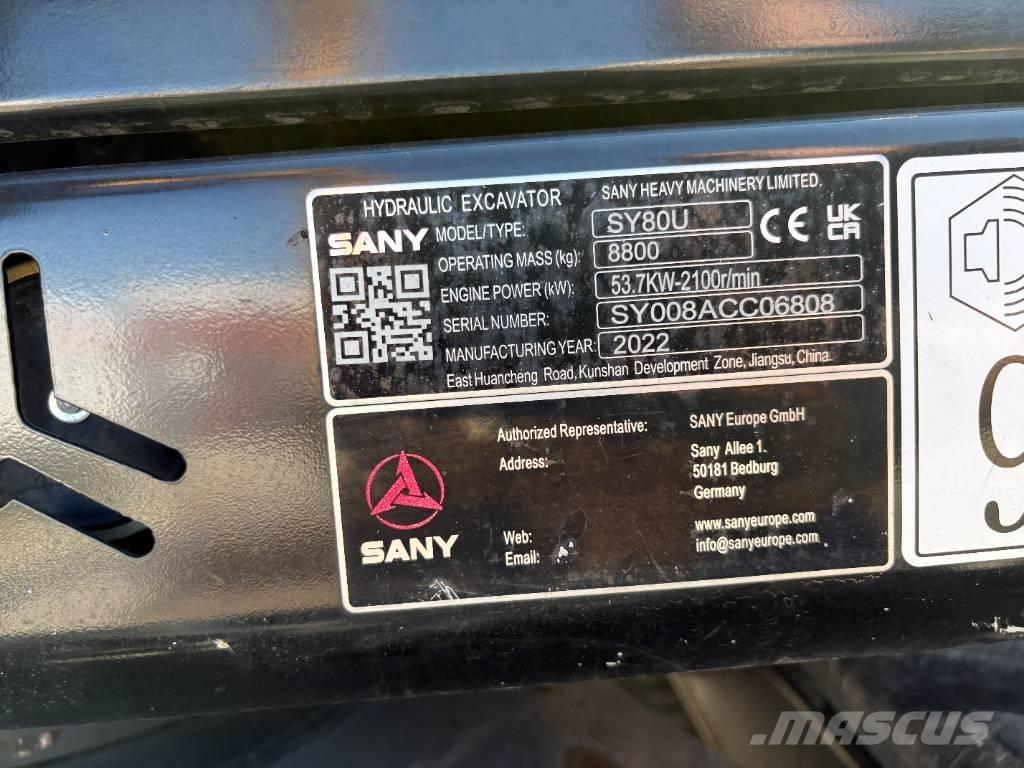 Sany SY 80 U 中型挖土機/掘鑿機/挖掘機 7t-12t