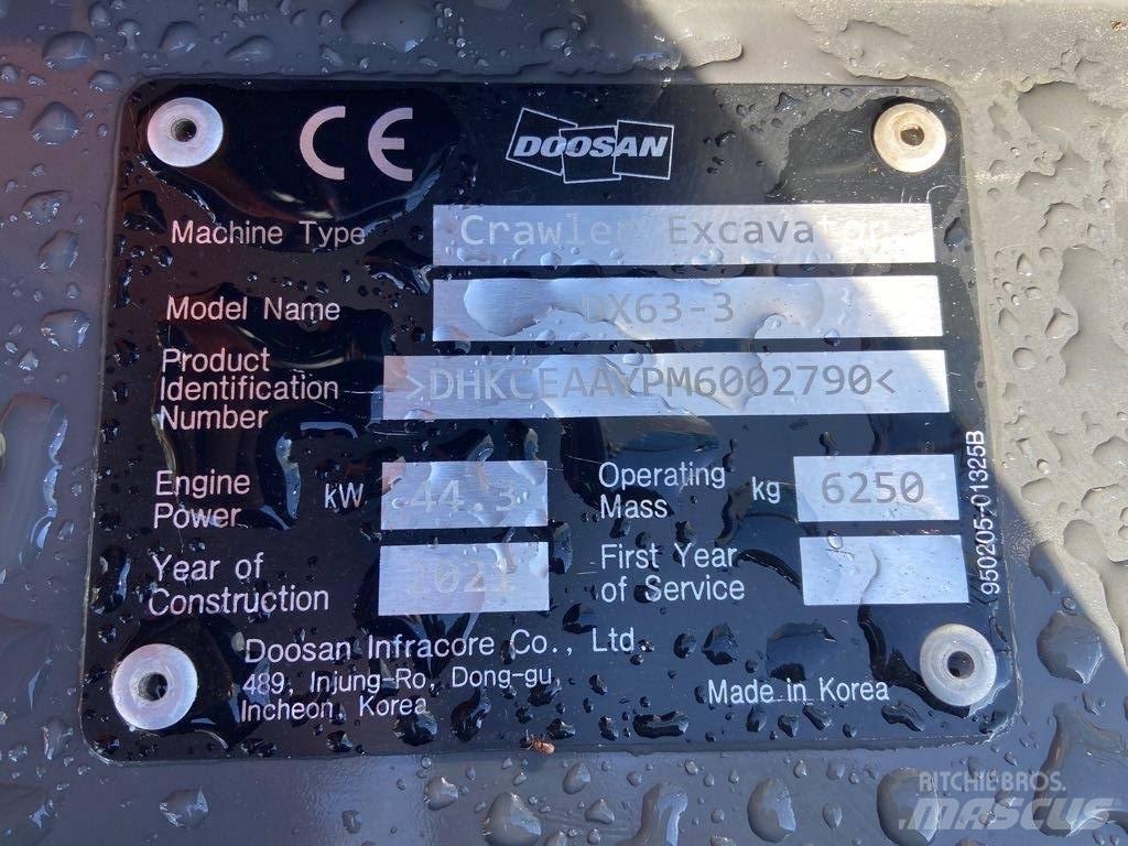 Doosan DX63-3 履帶式 挖土機/掘鑿機/挖掘機