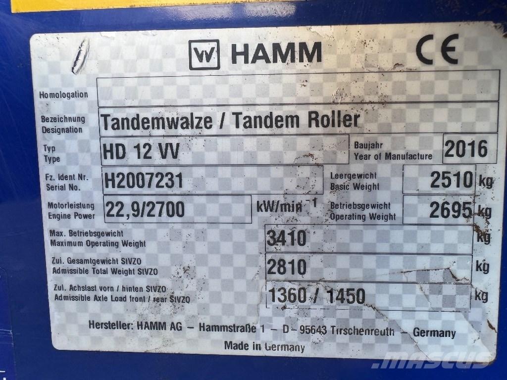 Hamm HD 12 VV 雙輪滾壓機