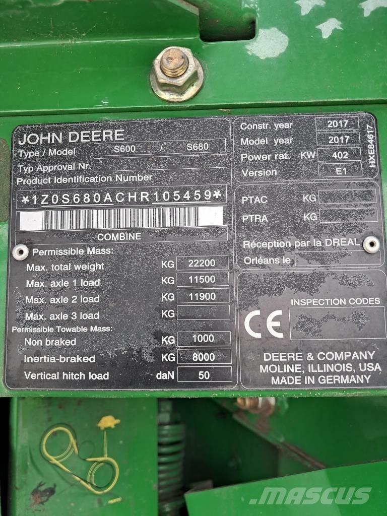 John Deere S 680 i 聯合收穫機
