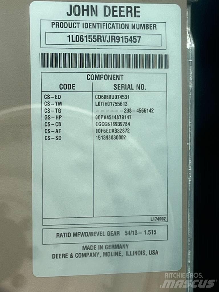 John Deere 6155R 曳引機