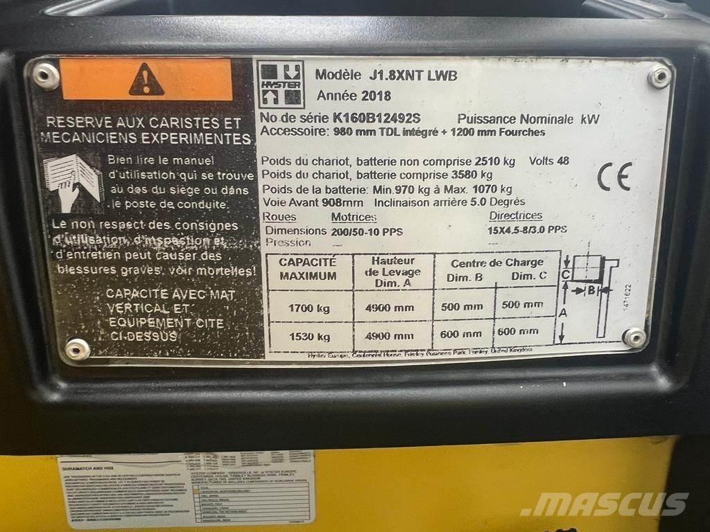 Hyster J 1.8 XNT 電動堆高機