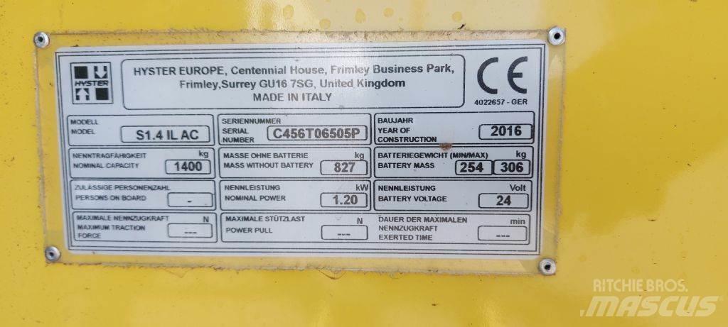 Hyster S 1.4 IL 行走控制式堆積機