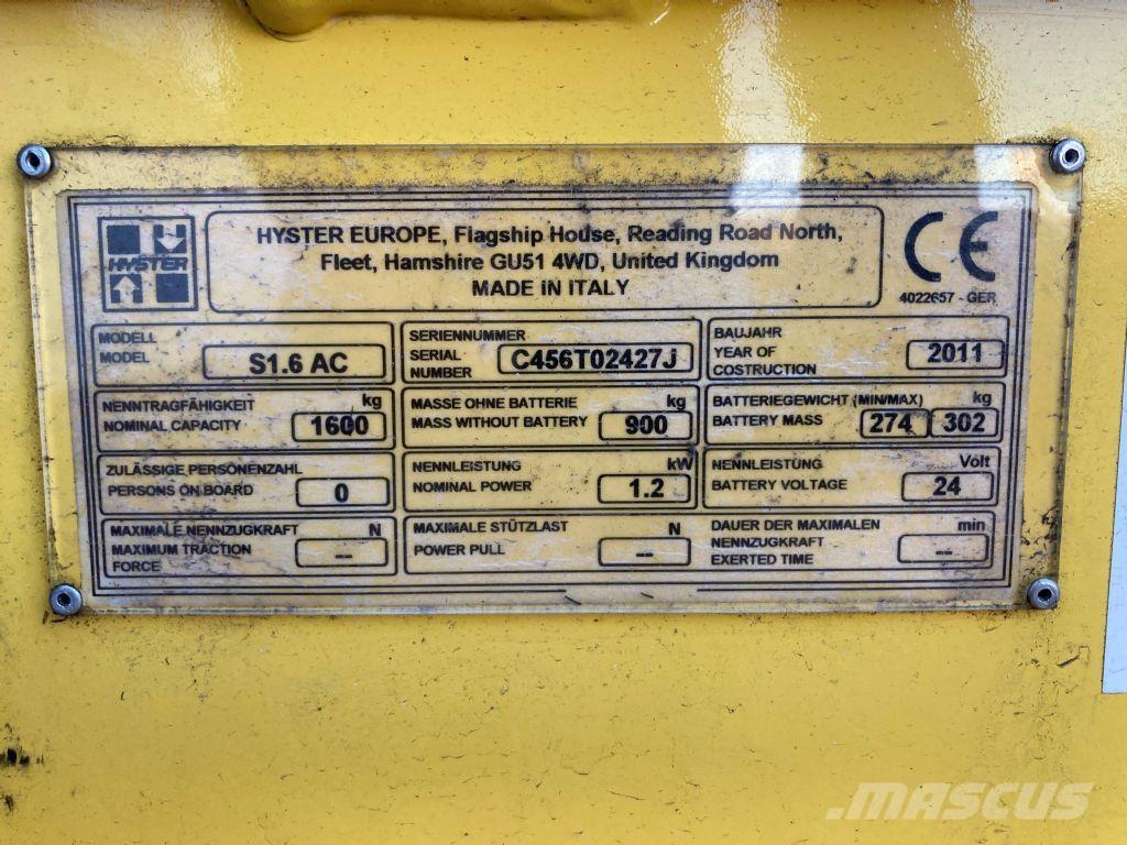Hyster S 1.6 AC 行走控制式堆積機