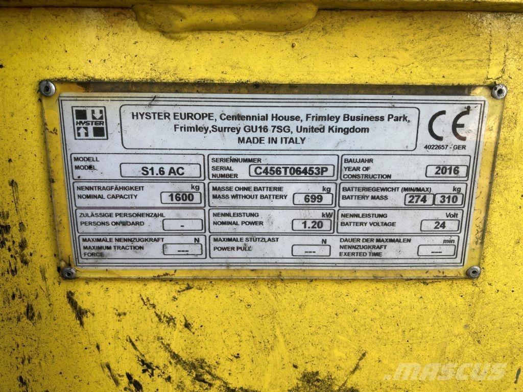 Hyster S 1.6 AC 行走控制式堆積機