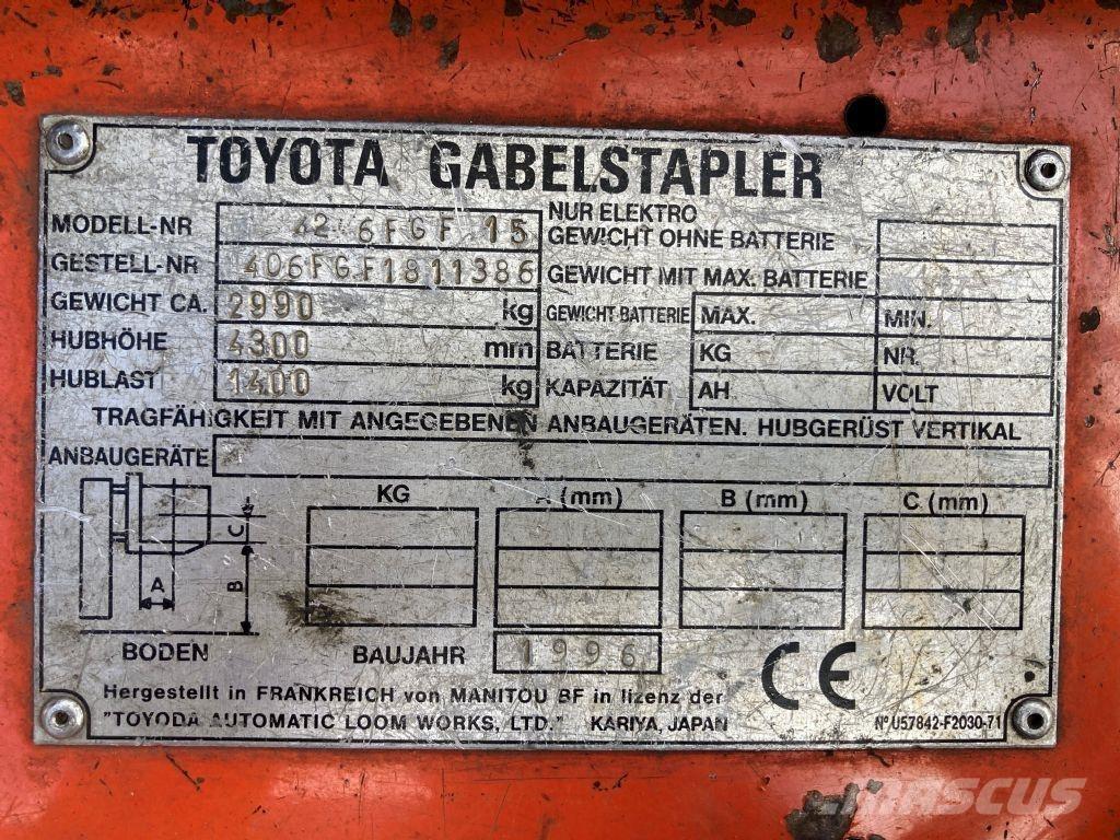 Toyota 42 6FGF 15 液化石油氣LPG卡車