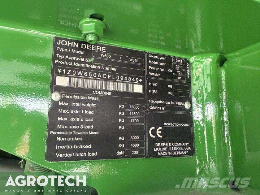 John Deere W650 曳引機