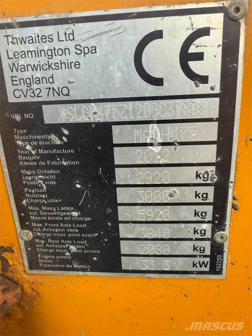 Thwaites 3 tons 側卸礦車