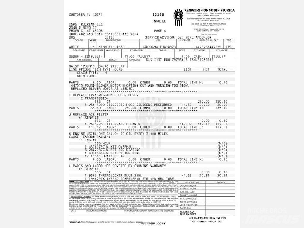 Kenworth T680 曳引機組件