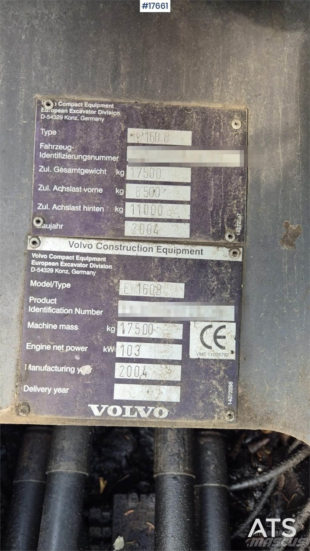 Volvo EW 160B 旋轉式挖土機/掘鑿機/挖掘機