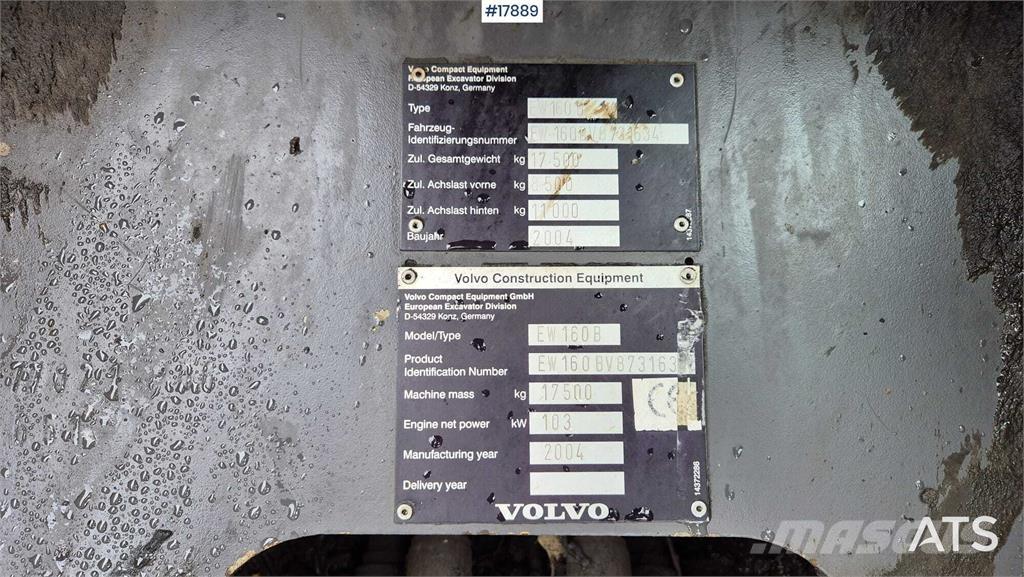 Volvo EW160B 旋轉式挖土機/掘鑿機/挖掘機