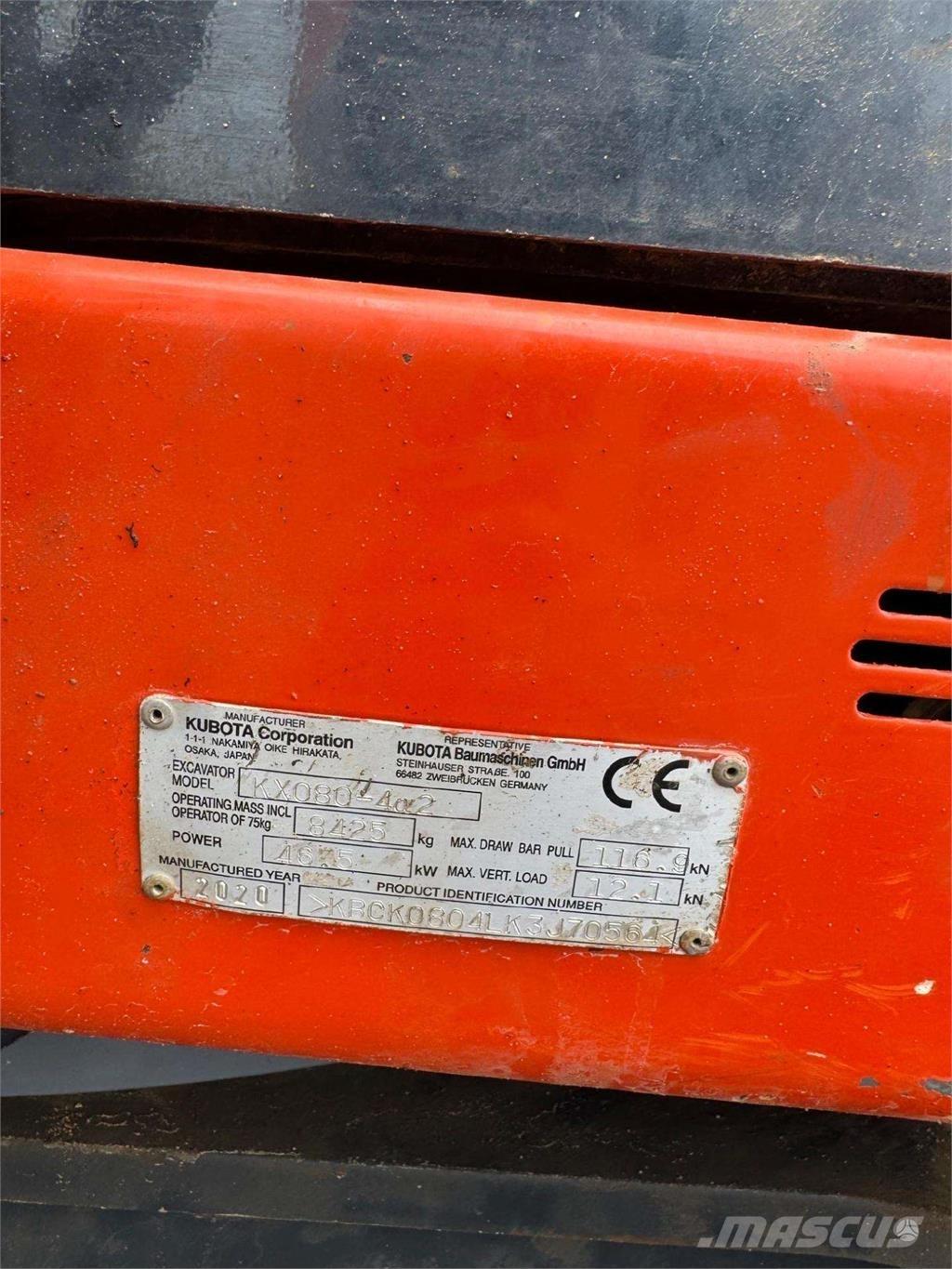 Kubota KX080-4a2 履帶式 挖土機/掘鑿機/挖掘機