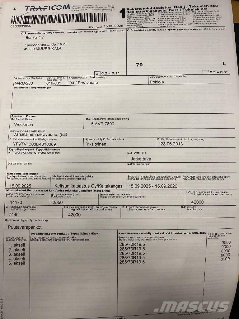 Weckman 5 AVP 7800 木材拖車