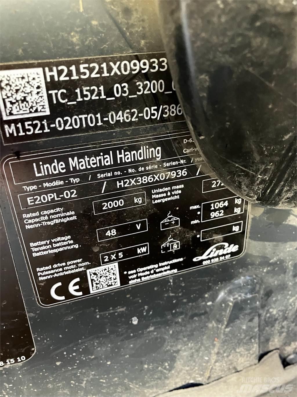 Linde E20PL 電動堆高機