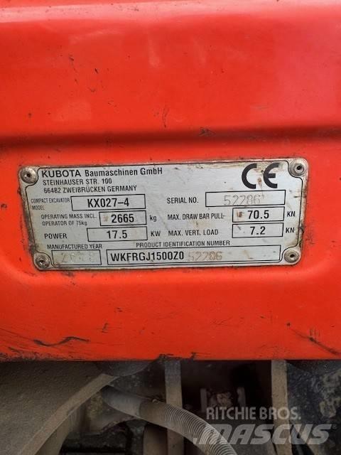 Kubota KX027-4 小型挖土機/掘鑿機<7t(小型挖掘機)