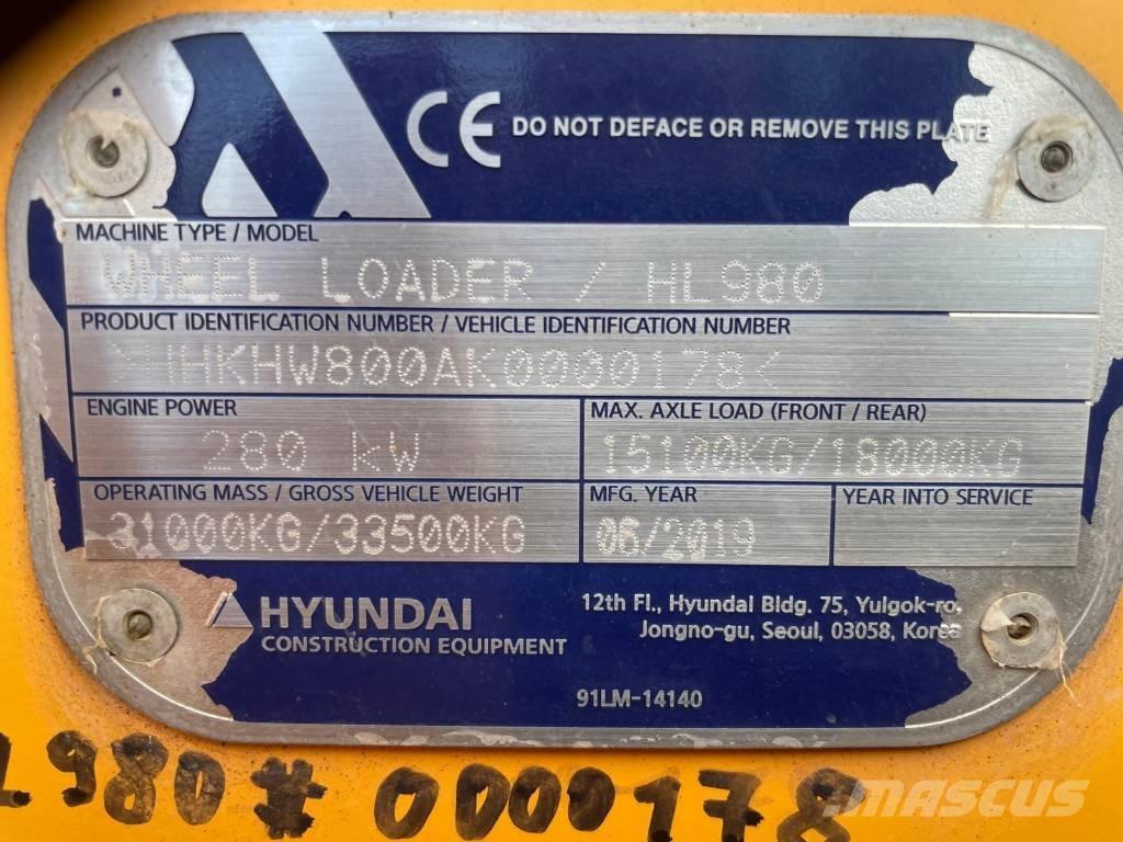 Hyundai HL 980 輪胎式裝載機
