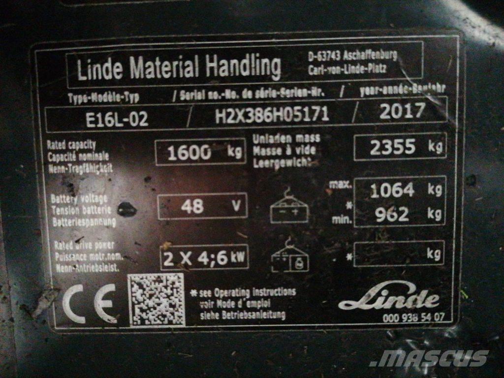 Linde E16L-02 電動堆高機