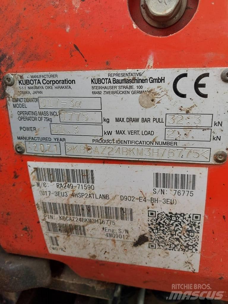Kubota U 17-3N 小型挖土機/掘鑿機<7t(小型挖掘機)
