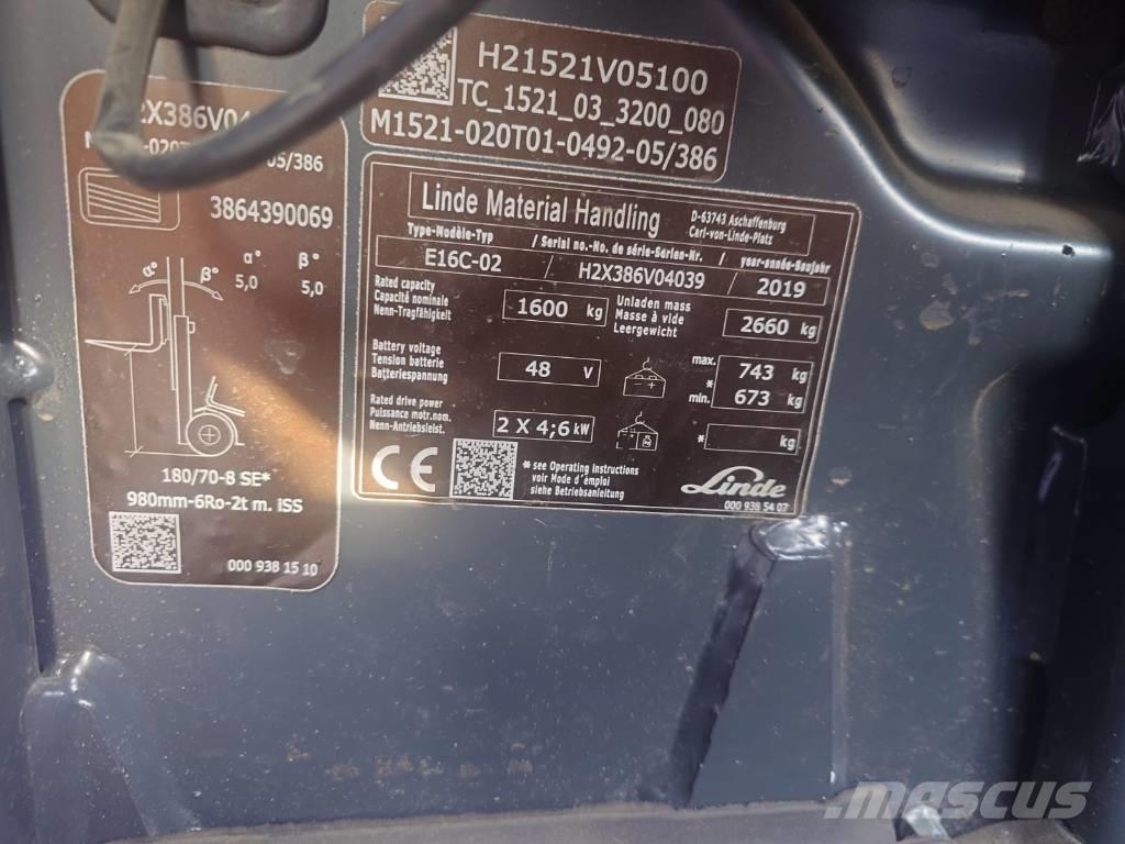 Linde E16C/386 電動堆高機