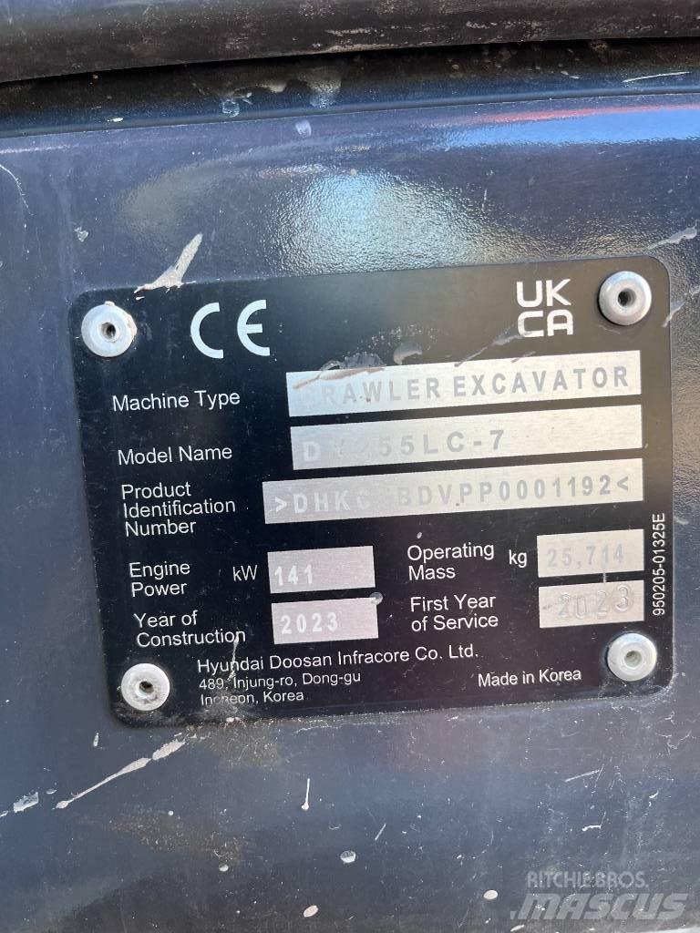 Doosan DX255 LC-7 履帶式 挖土機/掘鑿機/挖掘機