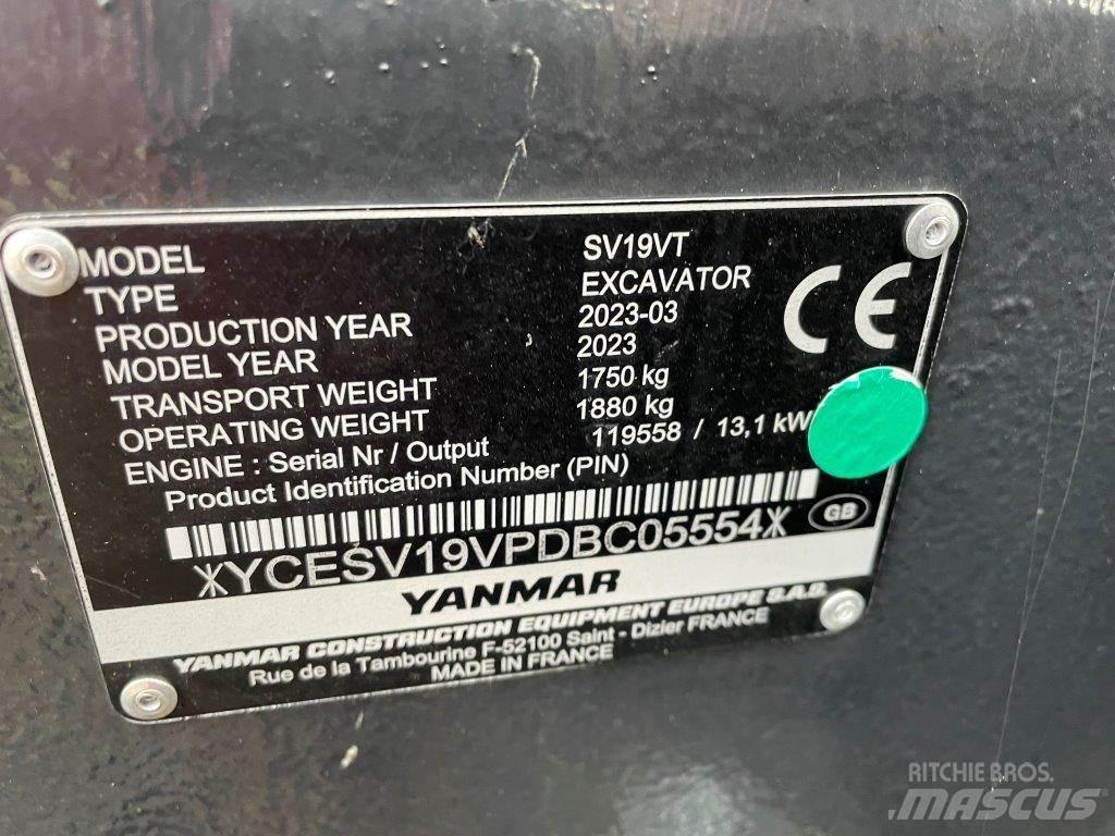 Yanmar SV19VT 中型挖土機/掘鑿機/挖掘機 7t-12t