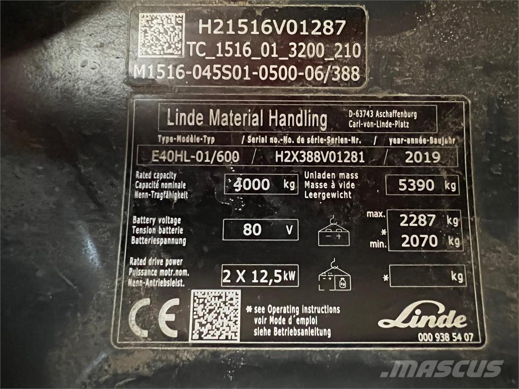 Linde E 40/600 HL 電動堆高機