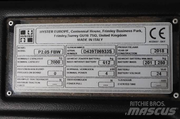 Hyster P2.0S 低架升降機