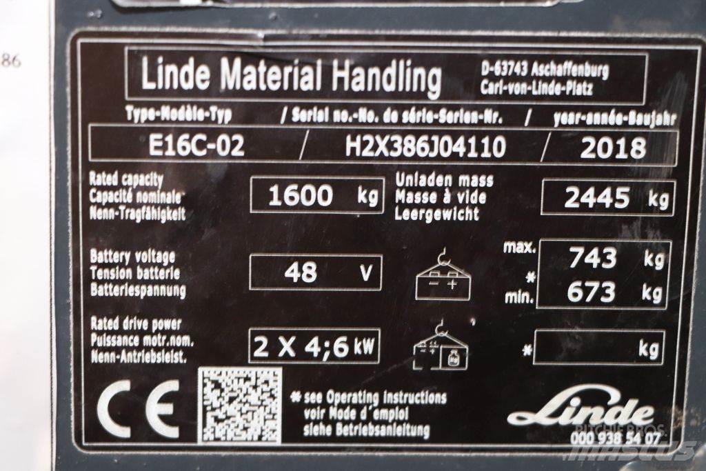 Linde E16C-02 電動堆高機