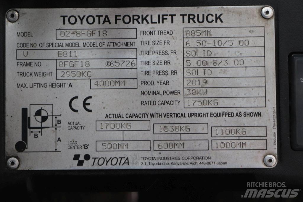 Toyota 02-8FGF18 液化石油氣LPG卡車