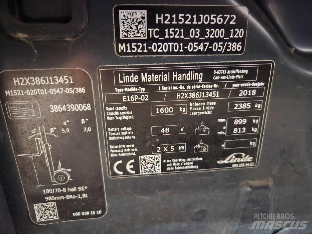 Linde E16P 電動堆高機