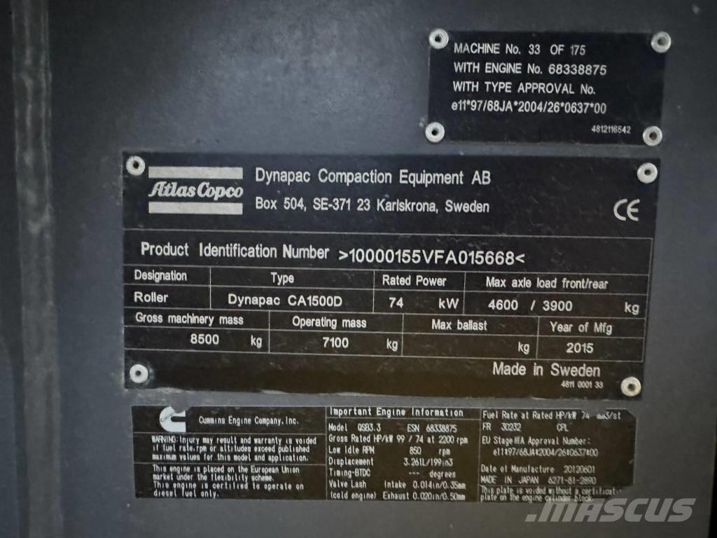 Dynapack CA1500D 單輪滾壓機