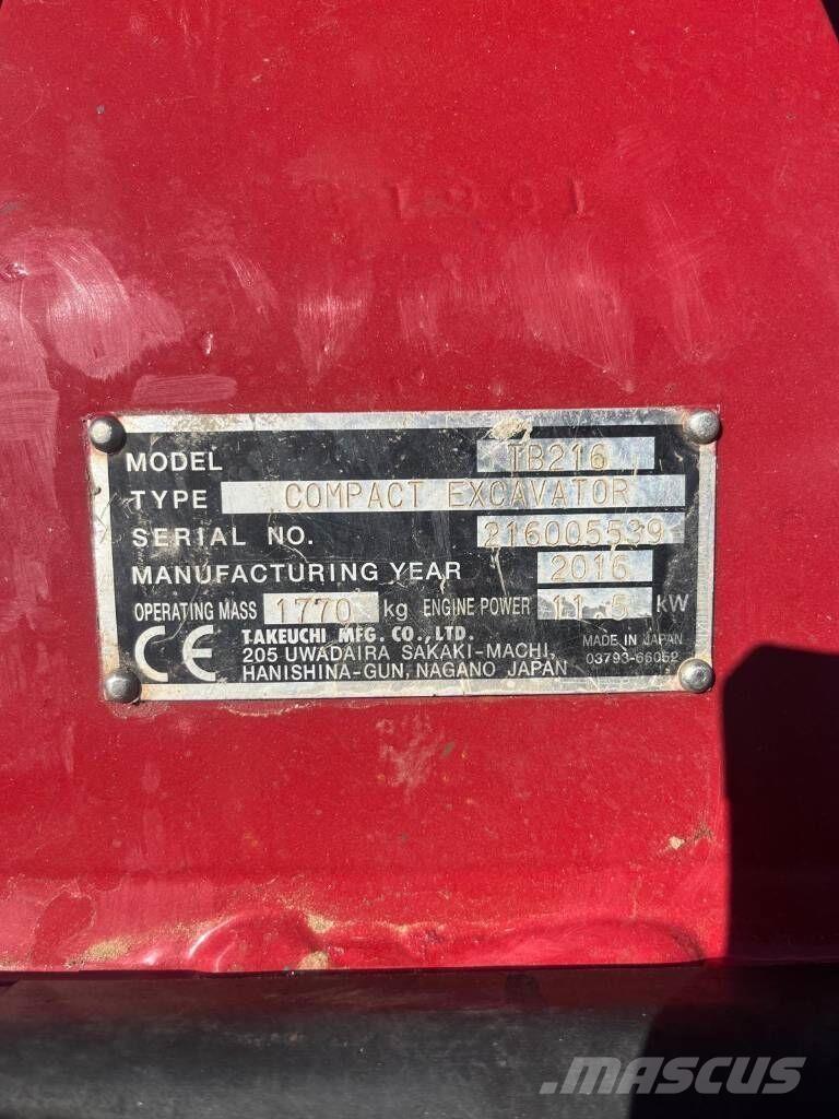 Takeuchi TB216 小型挖土機/掘鑿機<7t(小型挖掘機)